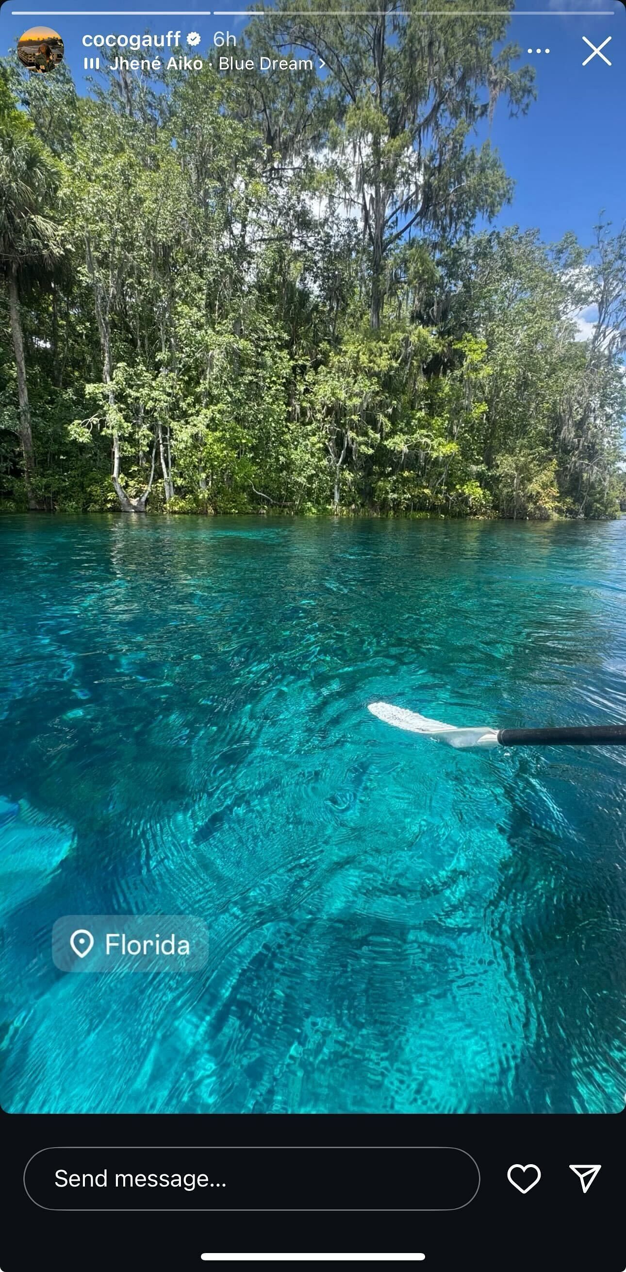 Gauff's Instagram Story featuring a glimpse of her Florida date with boyfriend Jalen Sera (Source: Instagram/cocogauff)